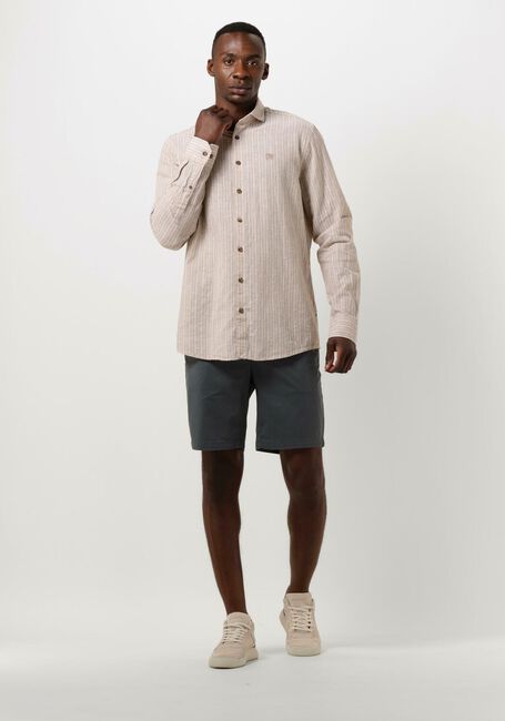 Bruine VANGUARD Casual overhemd LONG SLEEVE SHIRT LINEN STRIPE - large