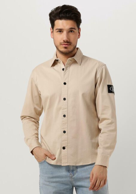 Beige CALVIN KLEIN Overshirt MONOLOGO BADGE RELAXED SHIRT - large