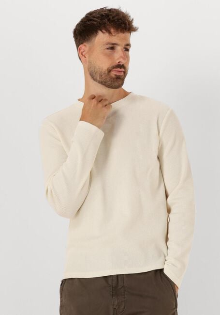 Ecru ANERKJENDT Polo / T-shirt AKKIKKI L/S WAFFLE TEE - large