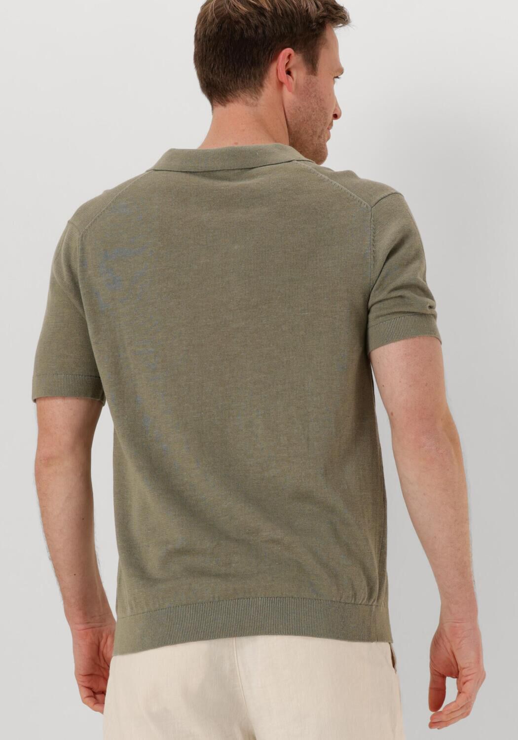 SELECTED HOMME Heren Polo's & T-shirts Slhmattis Ss Knit Sun Open Polo Noos Olijf