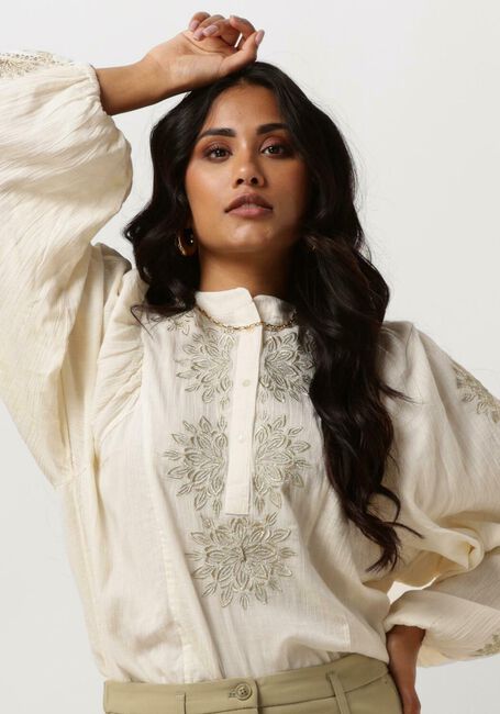 Gebroken wit SUMMUM Blouses TOP GOLD LUREX EMBROIDERY - large