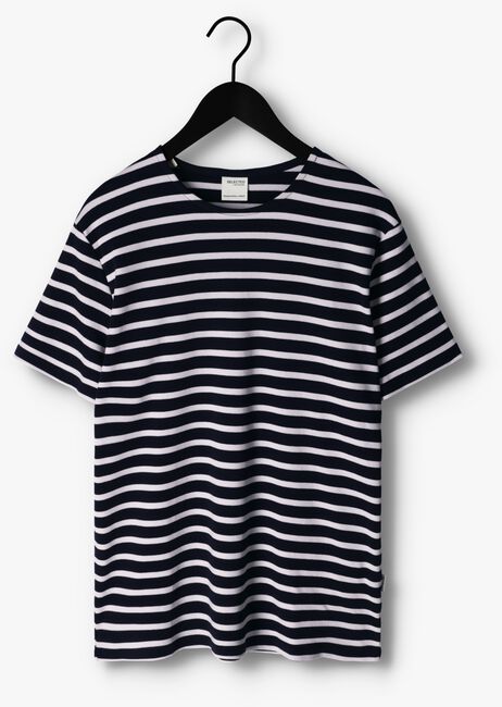 Blauw/wit gestreepte SELECTED HOMME T-shirt SLHBRIAC STRIPE SS O-NECK TEE - large