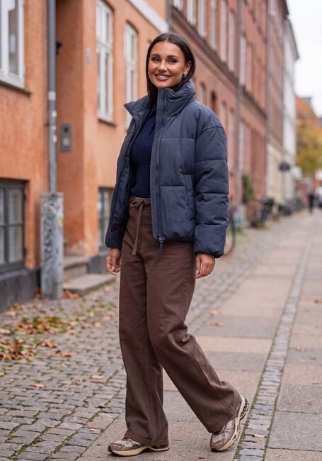 Donkerblauwe MSCH COPENHAGEN Gewatteerde jas MSCHREFRON JACKET - large