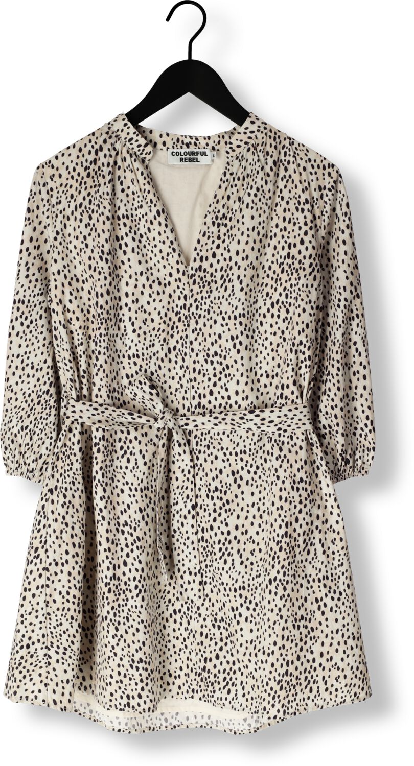 COLOURFUL REBEL Dames Jurken Lize Cheetah Shirt Mini Dress Ss Wit