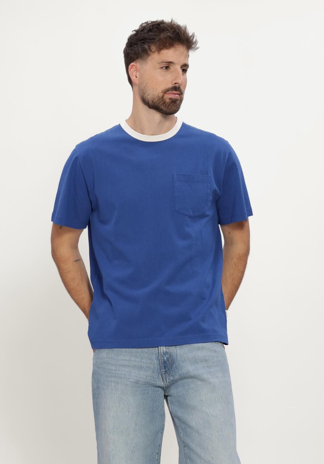 Blauwe FOR&Eacute;T T-shirt RINGER TSHIRT - large
