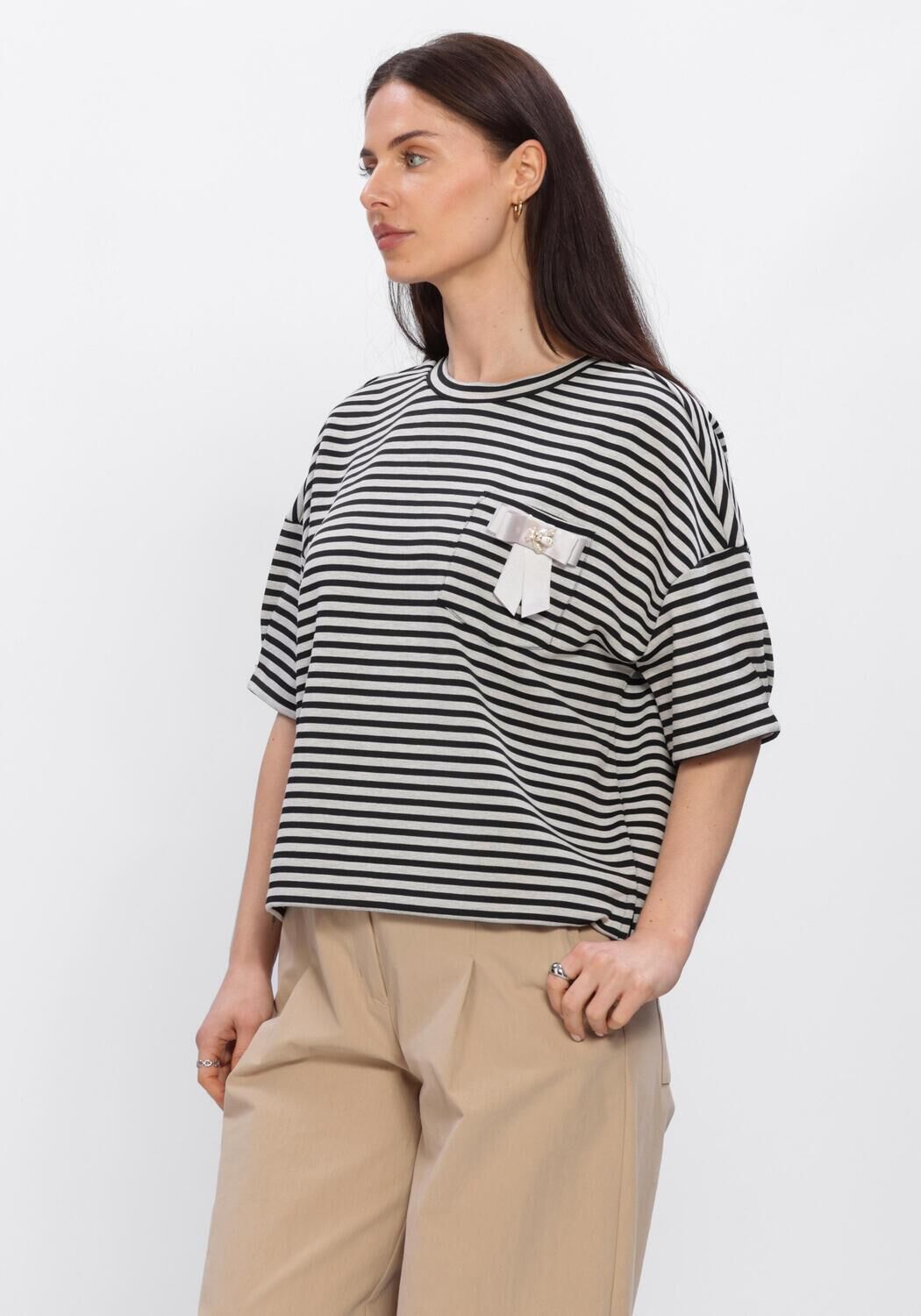 Zwarte SUMMUM T-shirt TOP STRIPED SCUBA - large