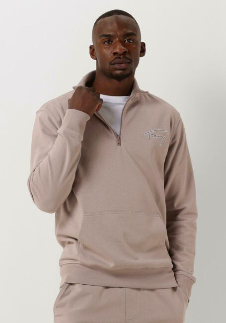 Beige TOMMY JEANS Trui TJM REG SIGNATURE HALF ZIP - large