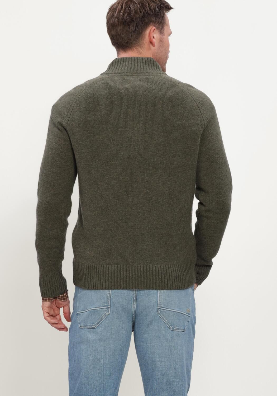 Groene BARBOUR Trui NEWTOWN HALF ZIP KNITTED JUMPER KNITWEAR - large