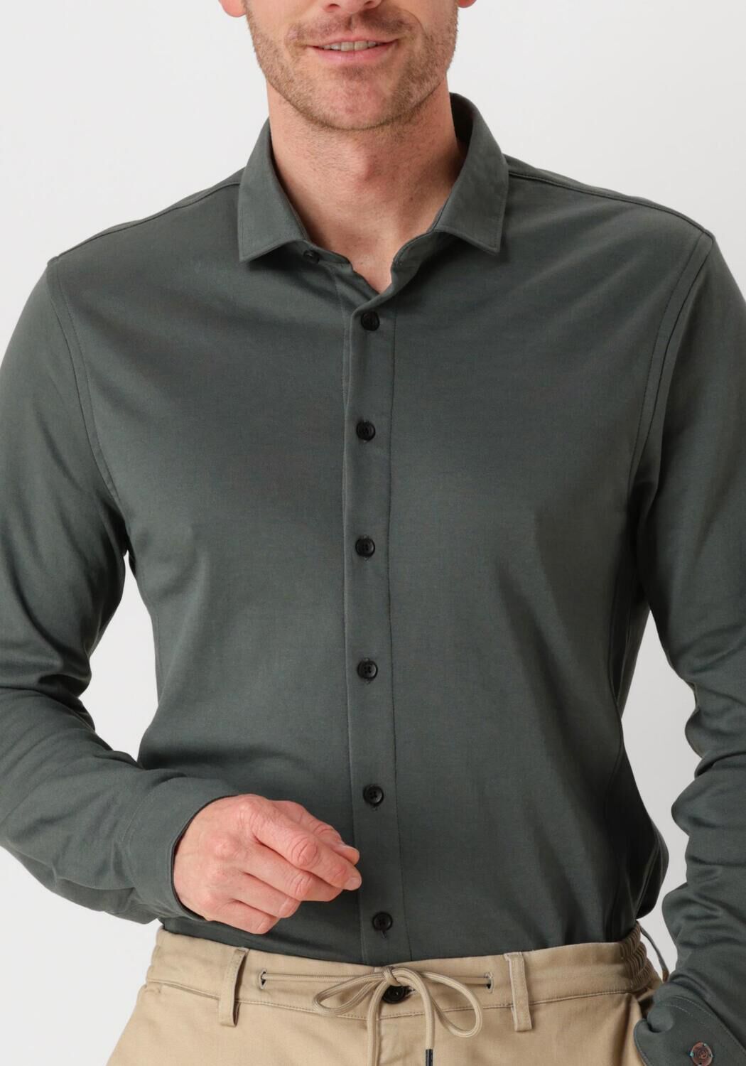 CAST IRON Heren Overhemden Long Sleeve Shirt Cf Tec Tone Interlock Jersey Groen