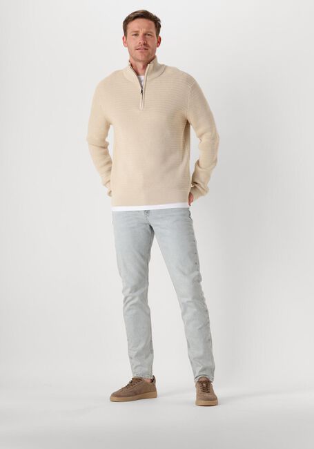 Beige SELECTED HOMME Trui SLHTHEO LS KNIT STRUCTURE HALF ZIP - large