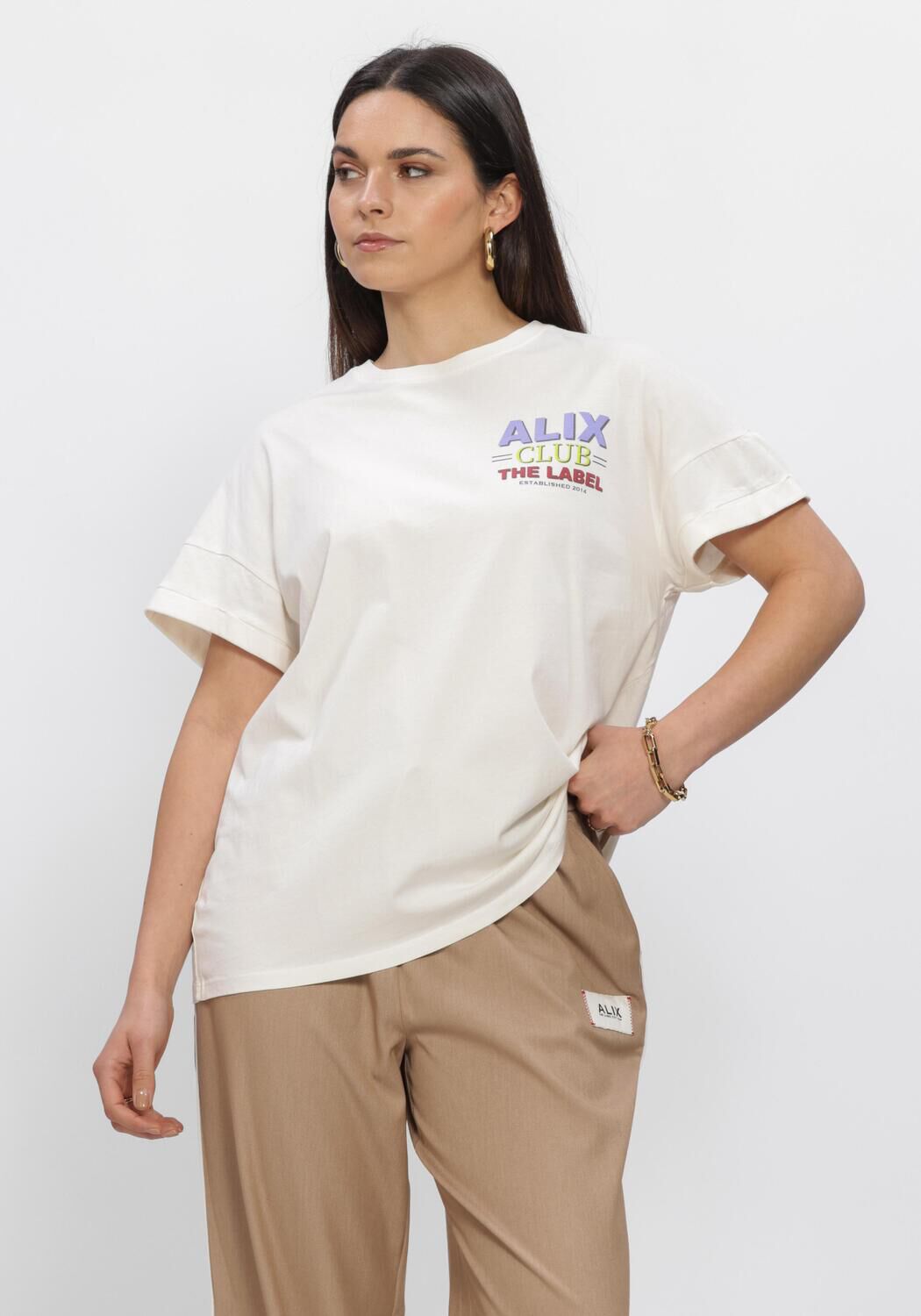 Ecru ALIX THE LABEL T-shirt LADIES KNITTED ALIX CLUB T-SHIRT - large