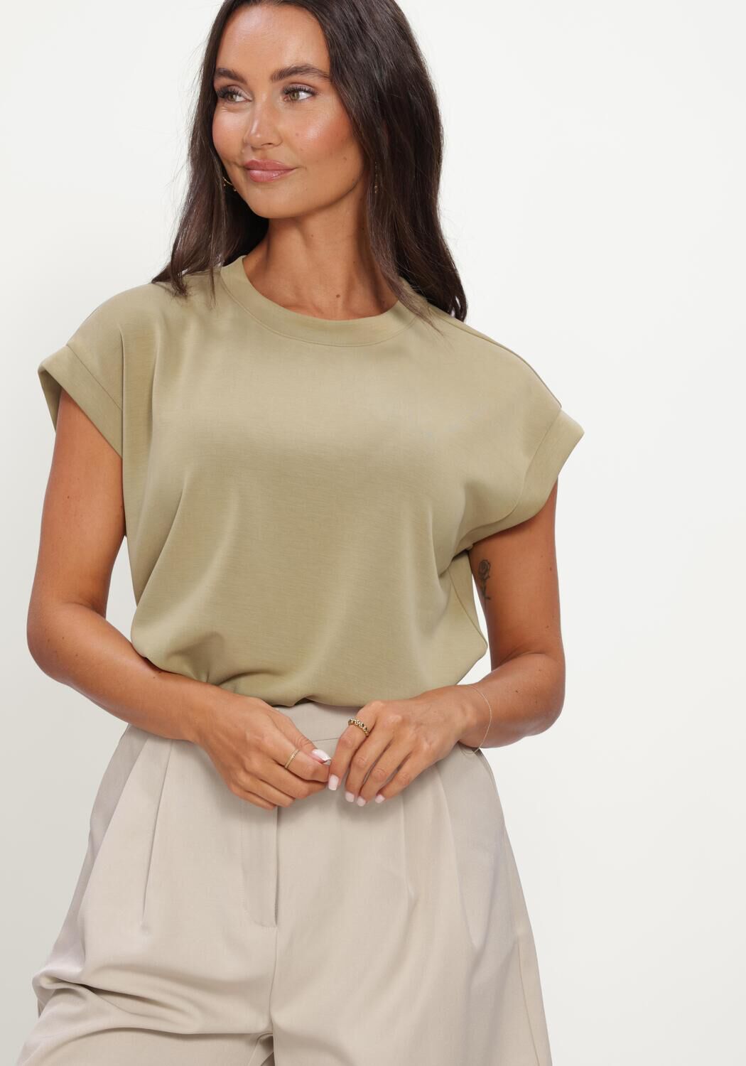 Khaki NEO NOIR T-shirt SAPHIRA SOFT TEE - large