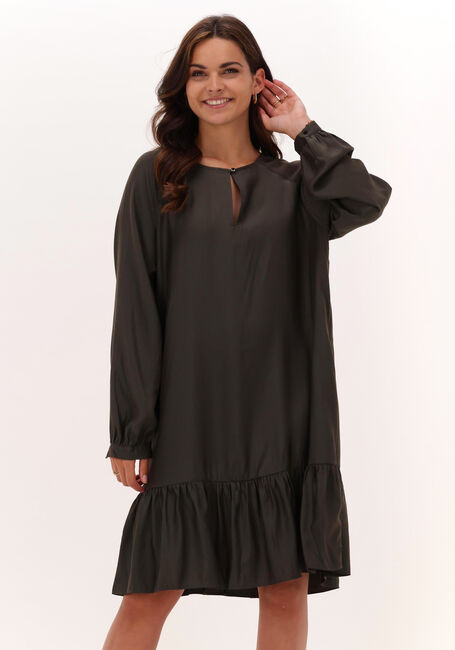 Grijze SCOTCH & SODA Mini jurk EASY FIT LONG SLEEVE DRESS WITH SMOCK DETAILS - large