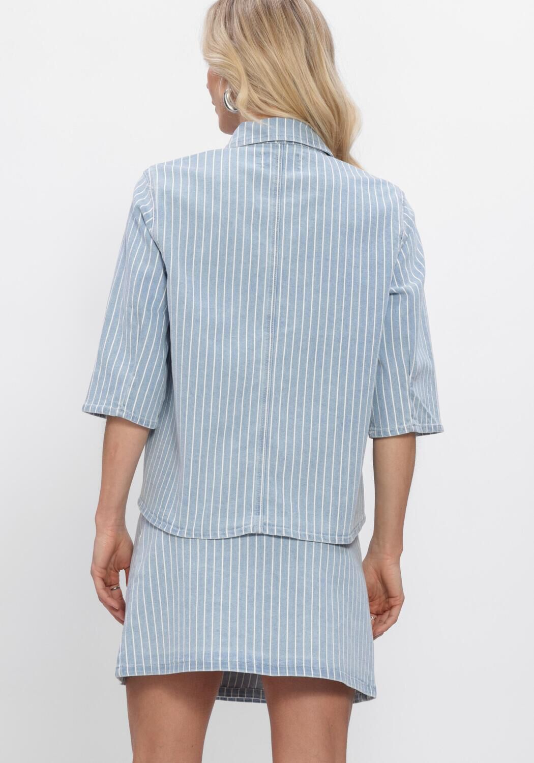 Blauwe OBJECT Blouses OBJSANNI 2/4 RE DENIM SHIRT - large