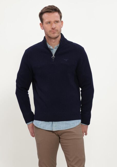 Donkerblauwe BARBOUR Trui NEWTOWN HALF ZIP KNITTED JUMPER KNITWEAR - large