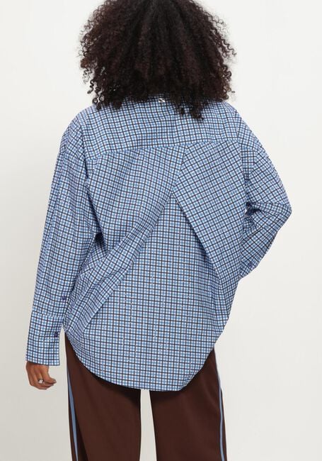 Blauwe POM AMSTERDAM Blouses BEAU CHECK SAPPHIRE BLUE - large