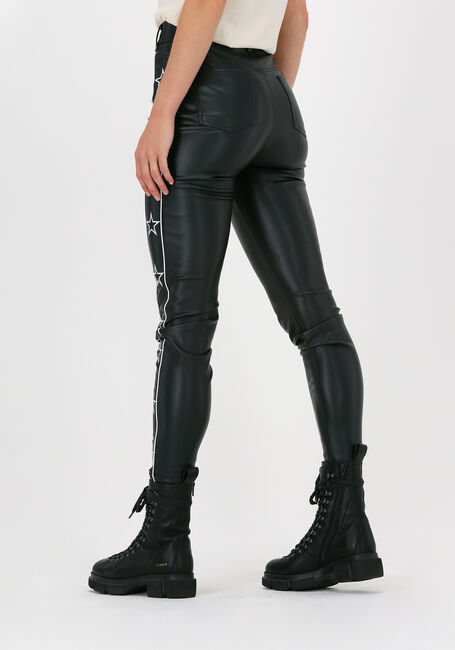 Zwarte COLOURFUL REBEL Pantalon CHLOE FAKE LEATHER STAR PANTS - large