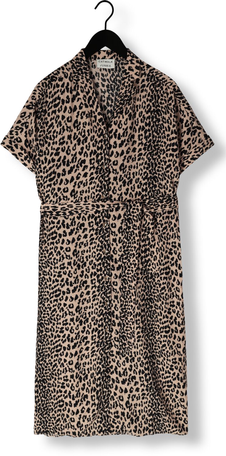 CATWALK JUNKIE Dames Jurken Resort Collar Shirt Dress Bruin