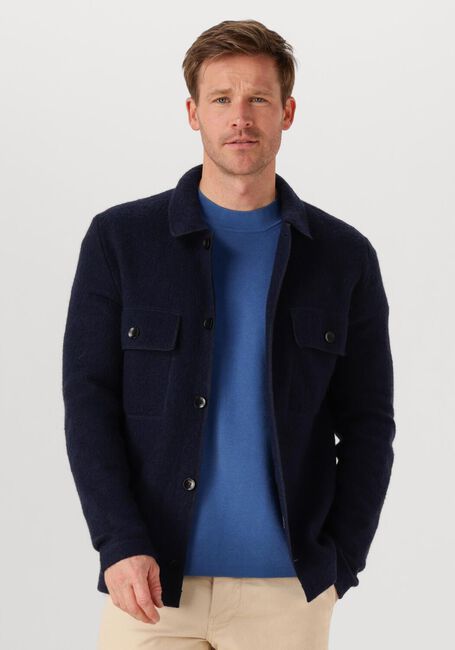 Donkerblauwe SELECTED MEN Overshirt SLHNEALY LS KNIT WORKWEAR CARDIGAN - large