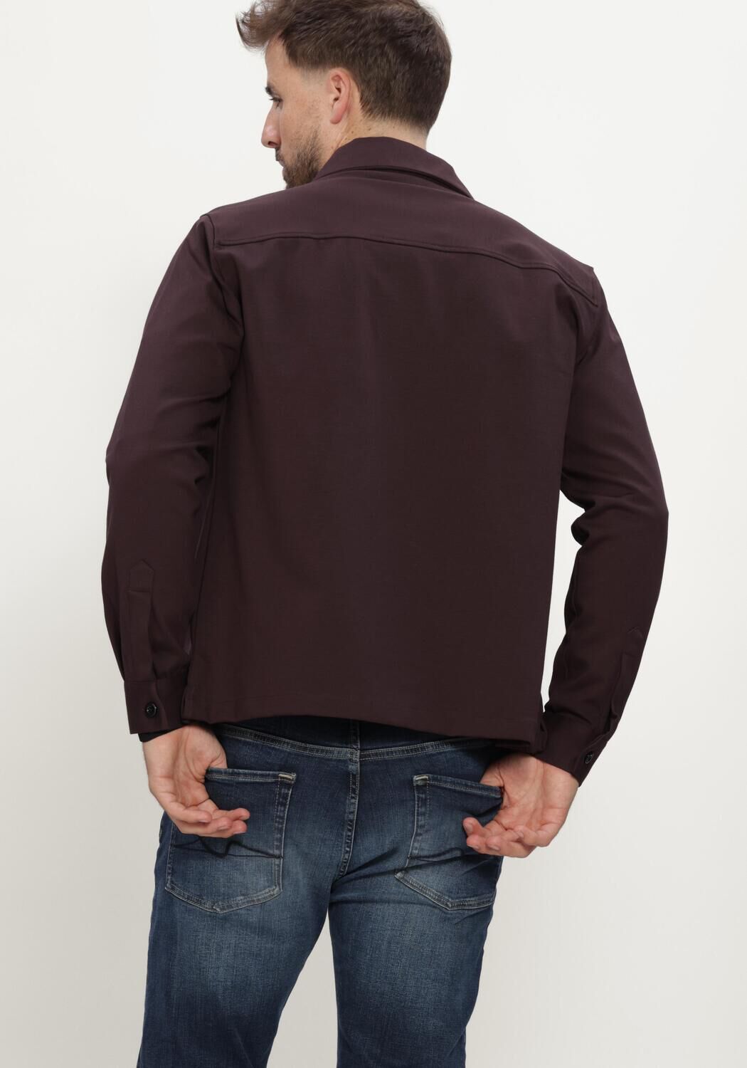 GENTI Heren Overshirts Overshirt Rits Bordeaux