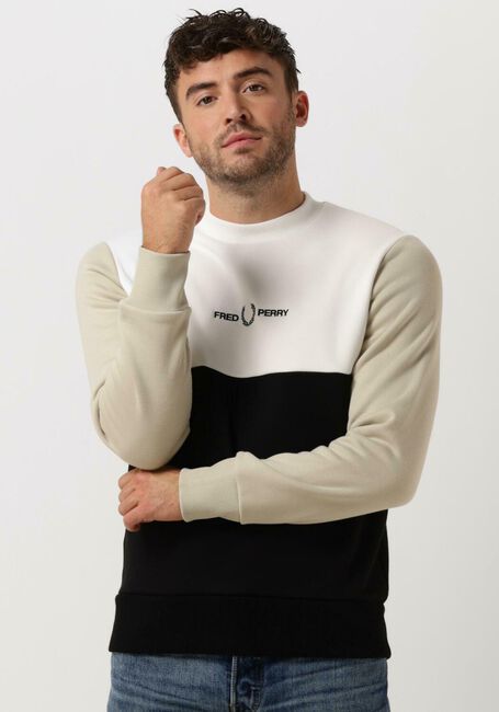 Grijze FRED PERRY Sweater COLOUR BLOCK SWEATSHIRT - large