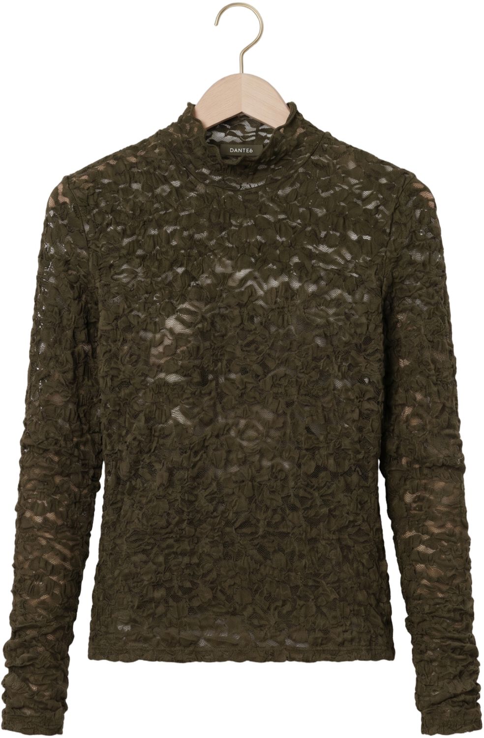 DANTE6 Dames Tops & T-shirts Irony Lace Turtle Neck Top Donkergroen