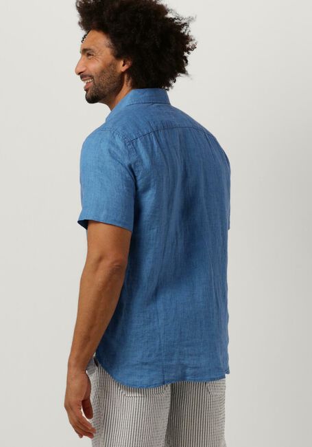 Blauwe TOMMY HILFIGER Casual overhemd PIGMENT DYED LINEN RF SHIRT S/S - large