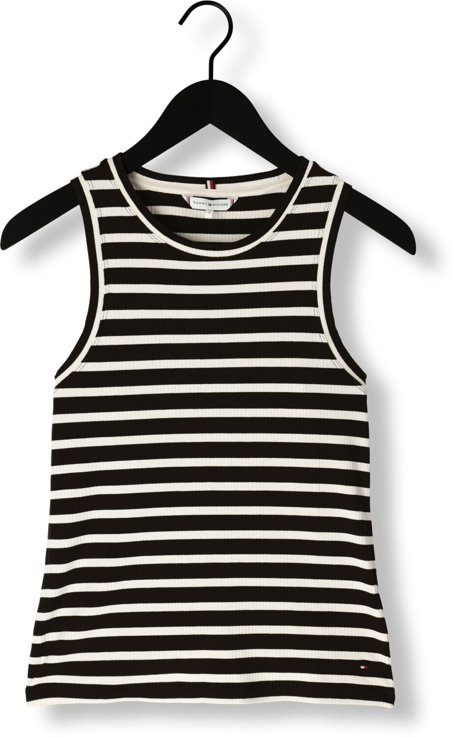 TOMMY HILFIGER Dames Tops & T-shirts Slim 5x2 Rib Stripe Tank Ns Zwart