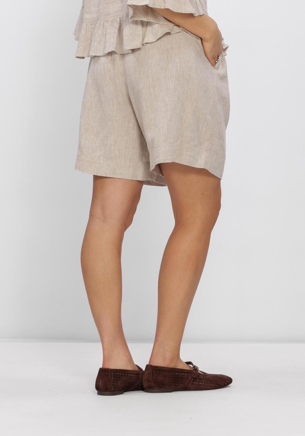 Beige MSCH COPENHAGEN Broeken MSCHVIANA GINIA HW SHORTS - large