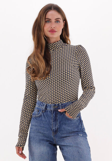 Gele COLOURFUL REBEL Tops & T-shirts NEYO RETRO GEO PEACHED TURTLENECK TOP - large