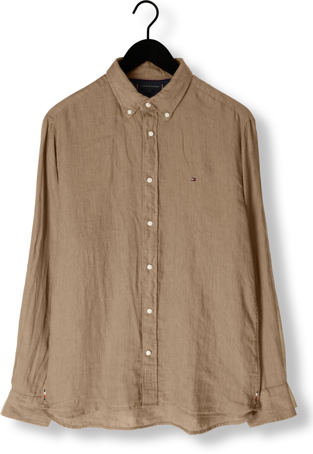 TOMMY HILFIGER Heren Overhemden Pigment Dyed Li Solid Rf Shirt Beige