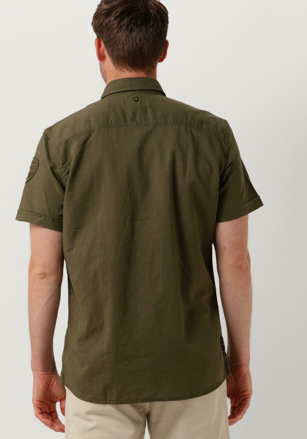 PME LEGEND Heren Overhemden Short Sleeve Shirt Ctn linen Groen