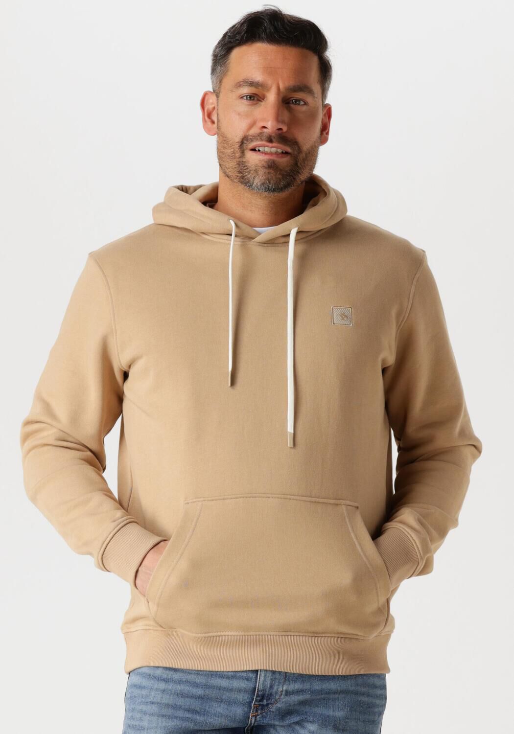 Scotch & Soda Kern Badge Logo Hoodie Sweatshirt Beige Heren