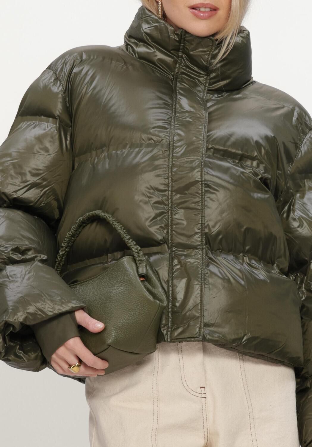 Groene NEO NOIR Gewatteerde jas RHEA SHINY PUFFER JACKET - large