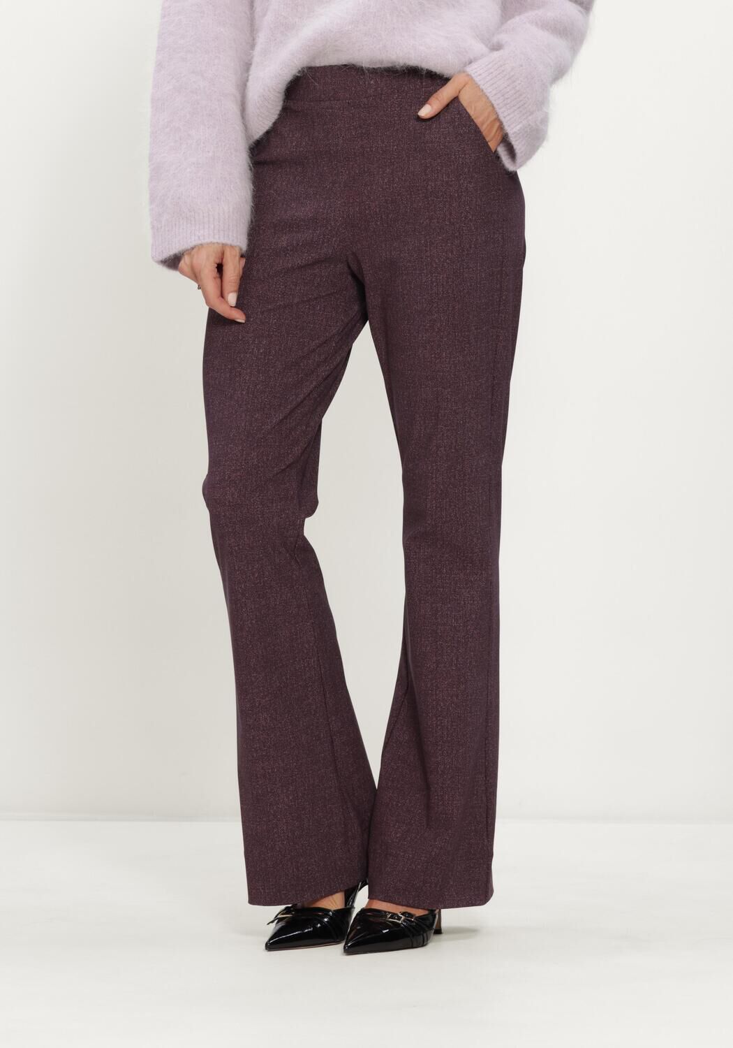 Bordeaux STUDIO ANNELOES Flared broek Flair herringbone trousers - large