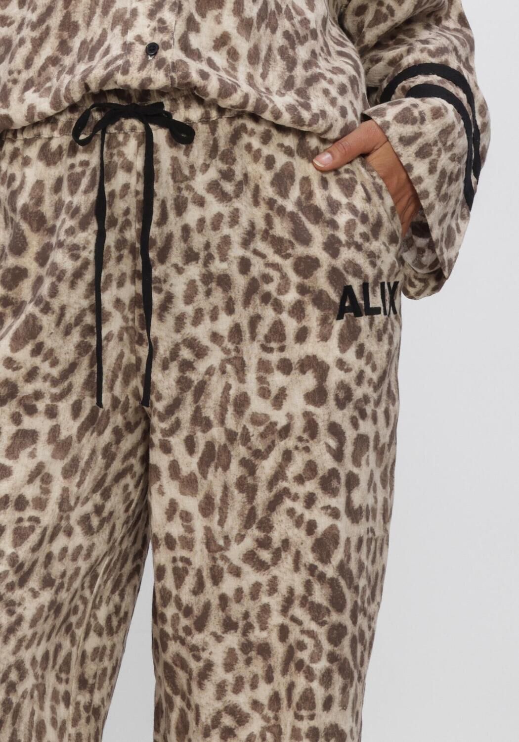 Bruine ALIX THE LABEL Broeken LADIES WOVEN SPORTY ANIMAL PANTS - large