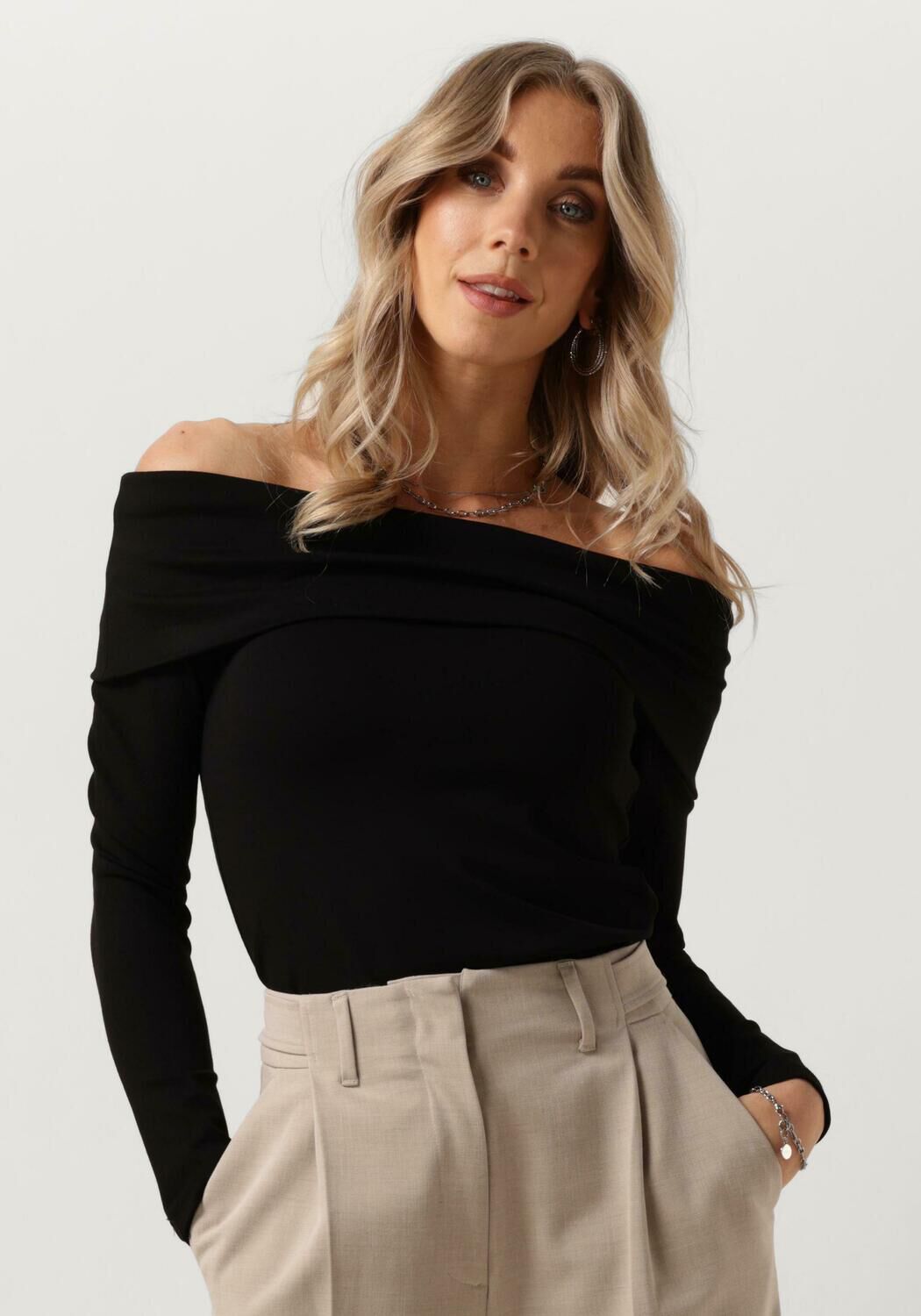 Off shoulder top zwart lange mouw sale