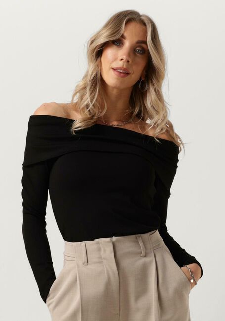 Zwarte SELECTED FEMME  SLFEFFIE LS OFF-SHOULDER TOP - large