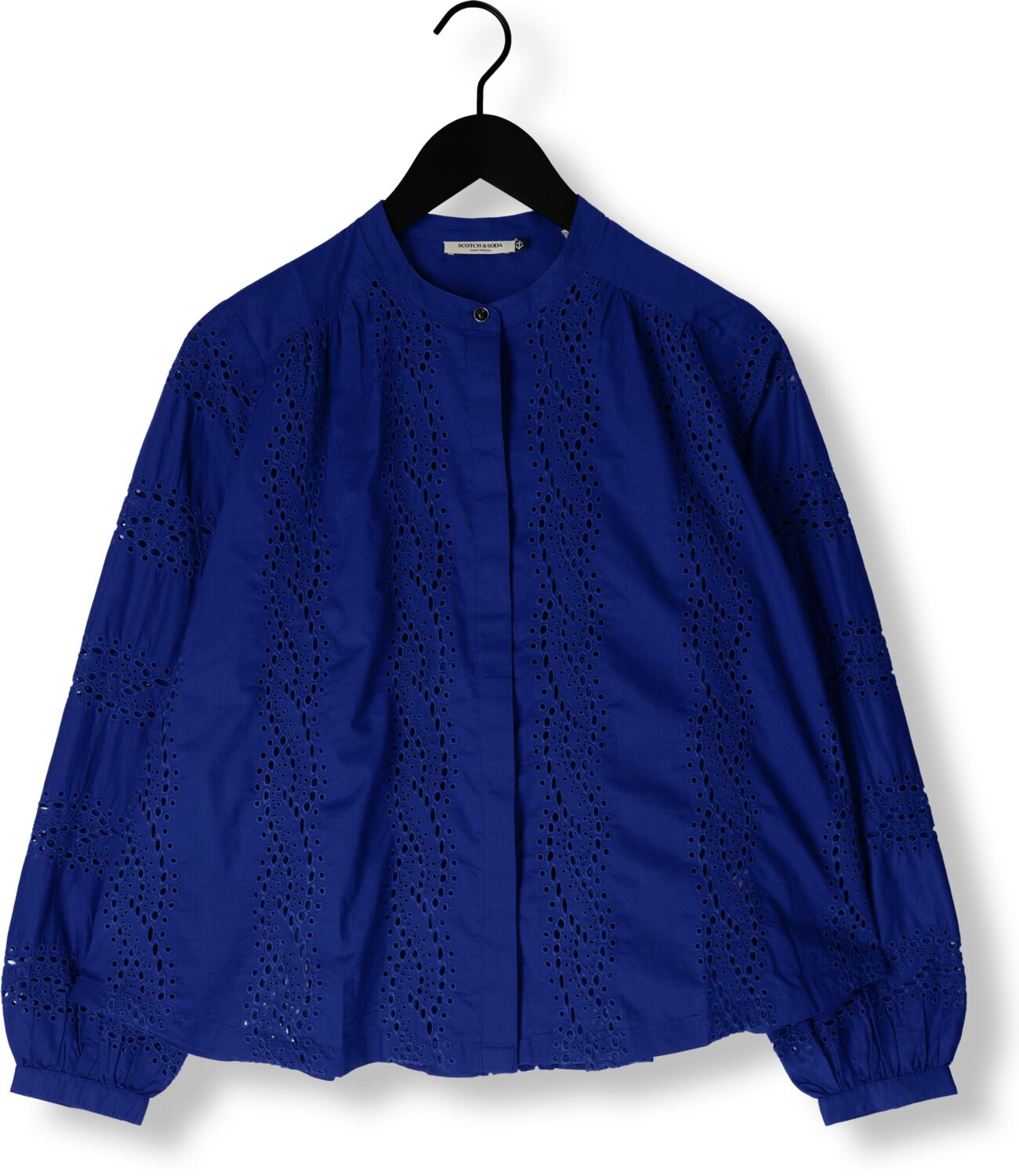 SCOTCH & SODA Dames Blouses Shirt With Broiderie Anglaise Blauw