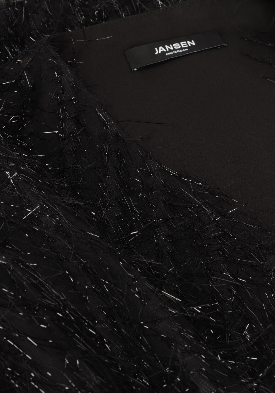 Zwarte JANSEN AMSTERDAM Blouses FF178 PUFFED 3/4 SLEEVE TOP - large