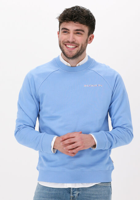 Lichtblauwe SCOTCH & SODA Sweater CREWNECK LOGO FELPA SWEATSHIRT IN ORGANIC COTTON |