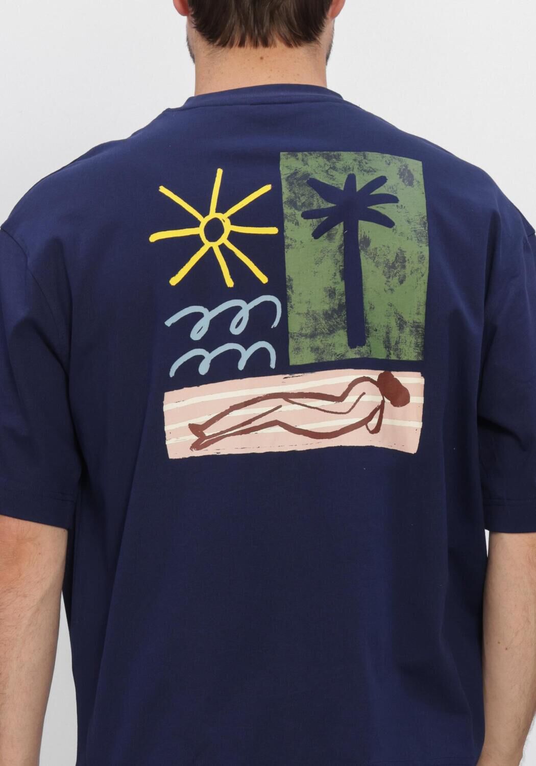 Blauwe SELECTED MEN T-shirt SLHRELAXNORMAN LICENSE SS TEE - large