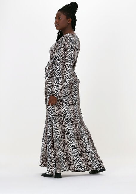 Beige NOTES DU NORD Maxi jurk ALICIA LEOPARD DRESS - large