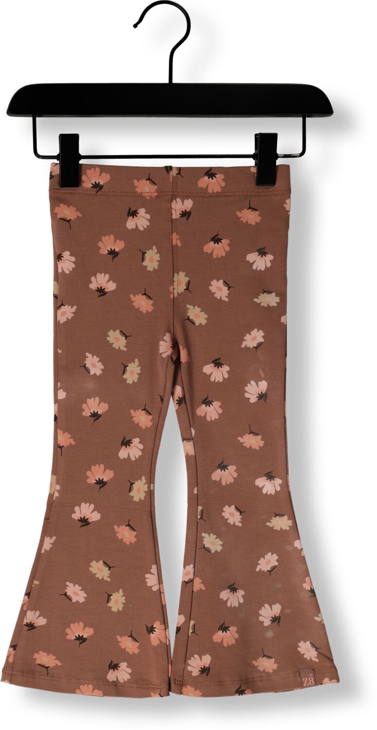 Z8 flared broek Sadie bruin roze Meisjes Stretchkatoen Bloemen 86