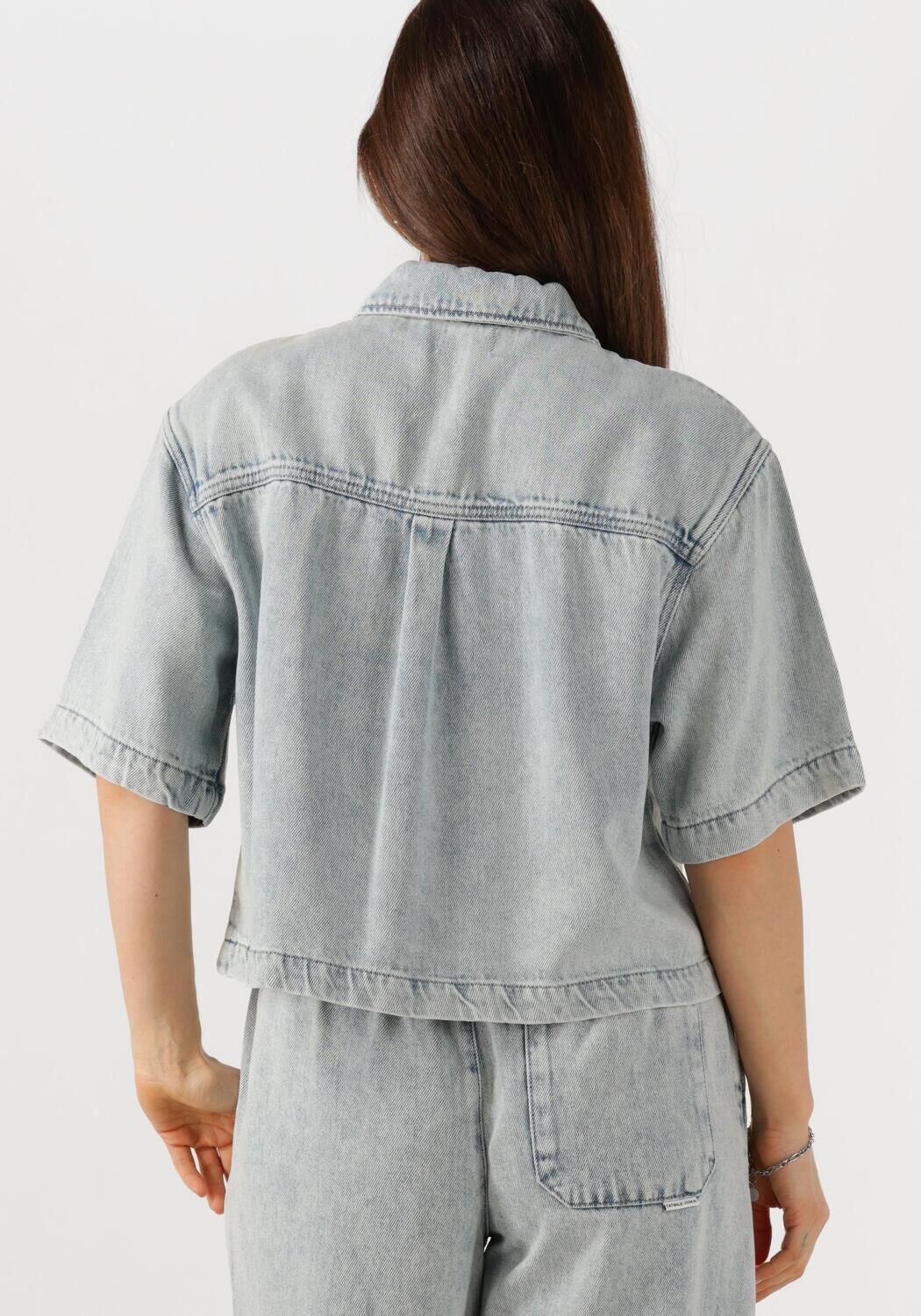 CATWALK JUNKIE Dames Blouses Short Sleeve Denim Blouse Blauw