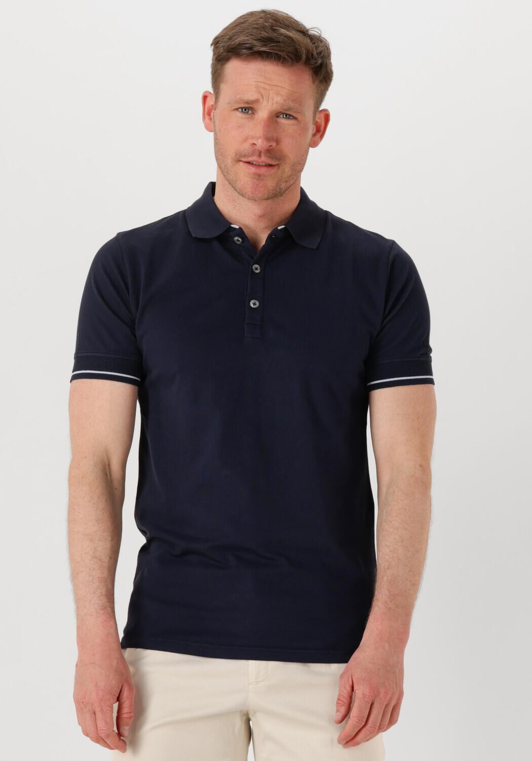 GENTI Heren Polo's & T-shirts Polo 3 Button Ss J2001-1212 Donkerblauw