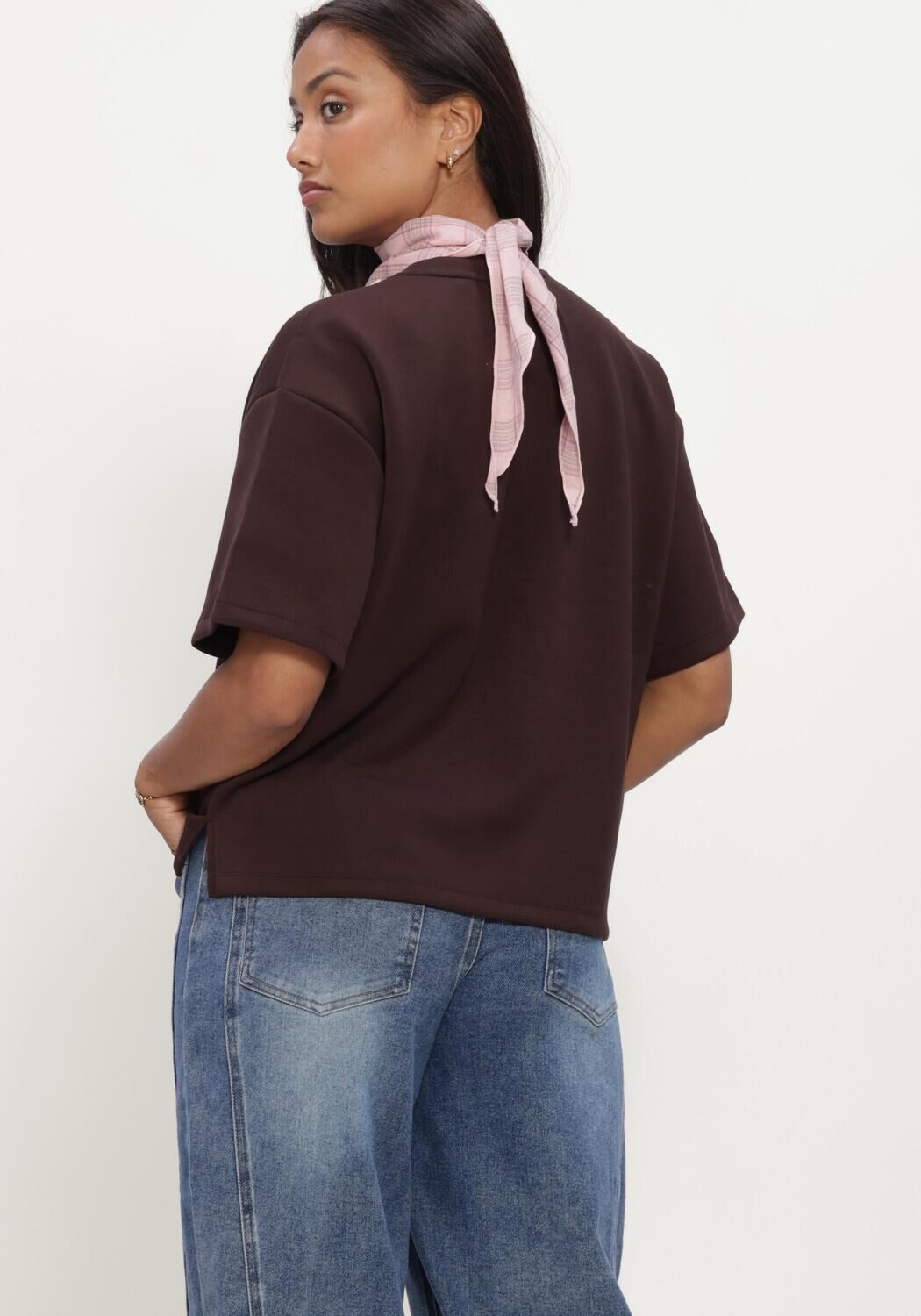 Bruine OBJECT Top OBJANDREA RE 2/4 T-SHIRT NOOS - large