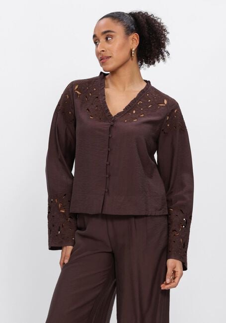 Bruine OBJECT Blouses OBJLISA YUI L/S RE V-NECK TOP - large