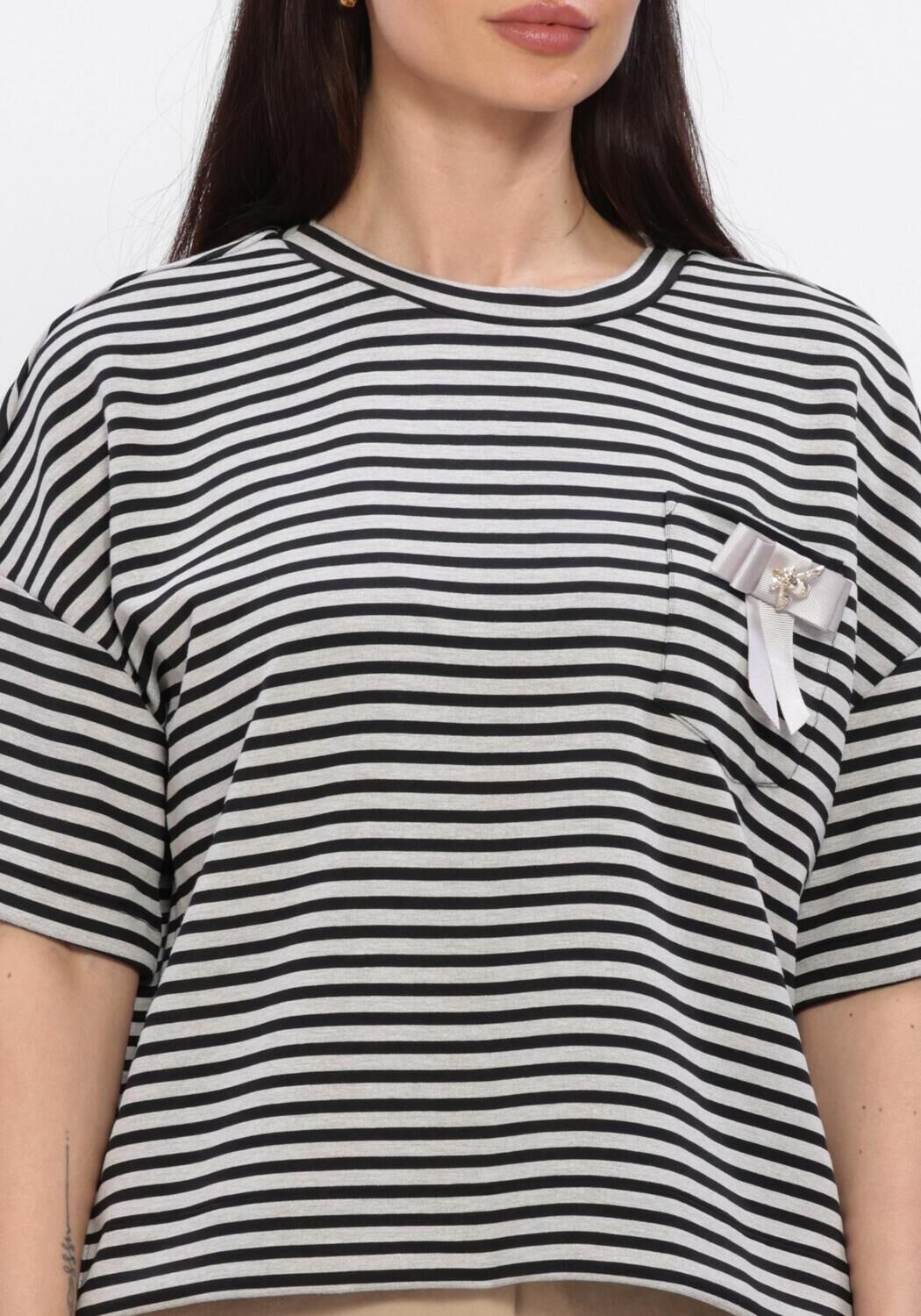 Zwarte SUMMUM T-shirt TOP STRIPED SCUBA - large