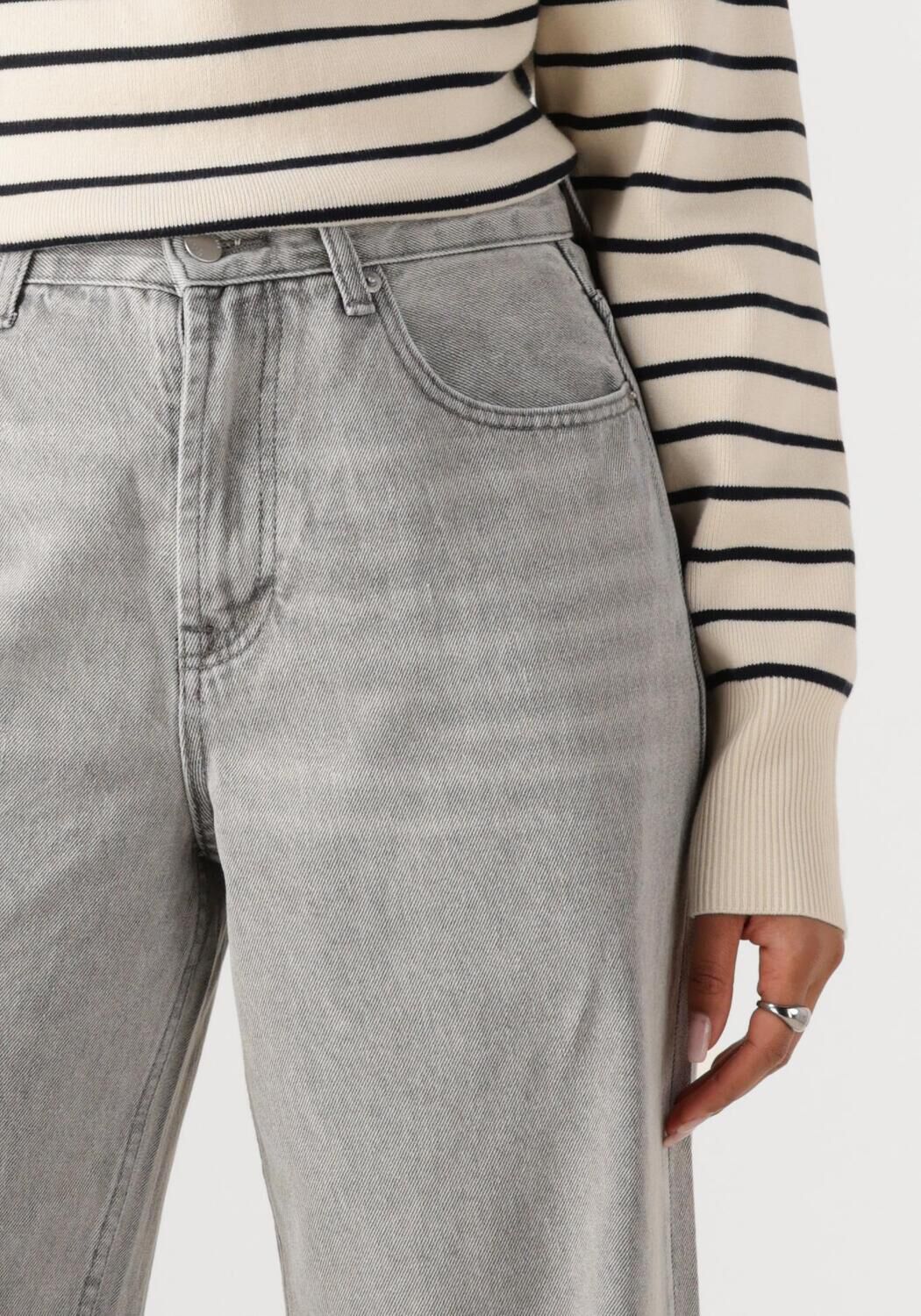 WITHBLACK Dames Jeans Wblhazel Grey Turn Up Jeans Grijs